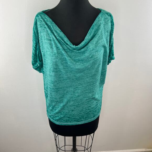We The Free Astrid Flowy Oversized Cowl Neck Tee Top Palm Green Free People M - Picture 2 of 10